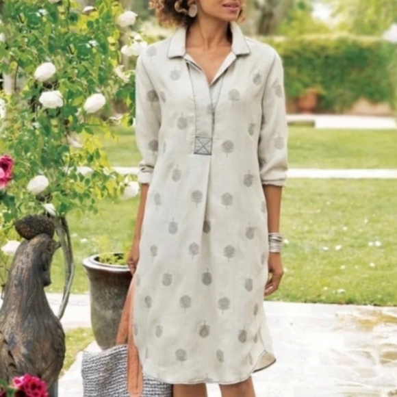 Soft Surroundings Paisley Park Lyocell Peacock Tunic Dress Gray XL - Picture 7 of 7